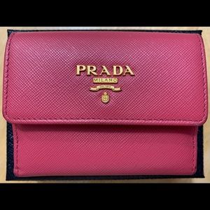 Prada Saffiano Metal ID Card Bi-fold Wallet